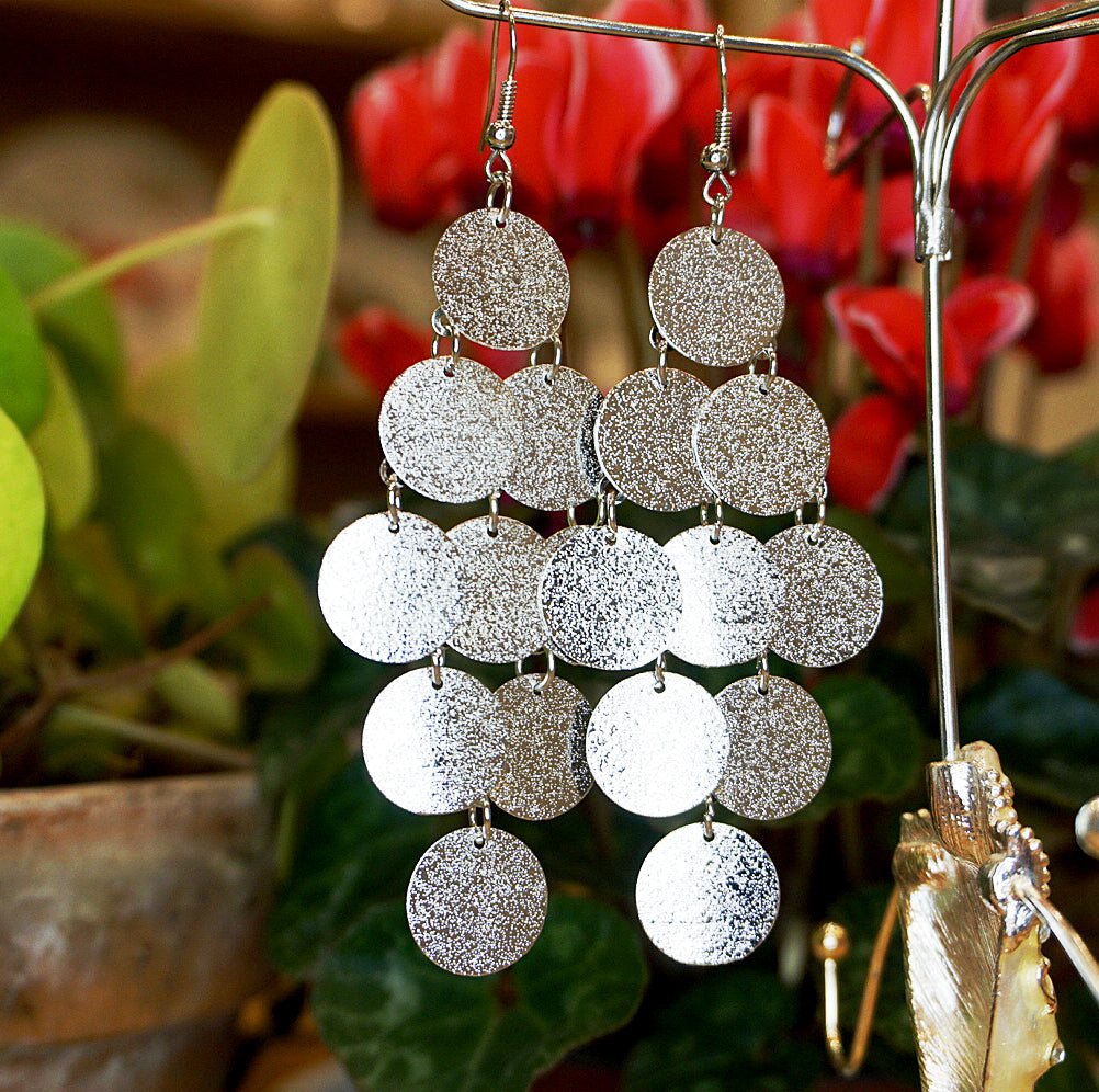 Silver Discs Chandelier Drop