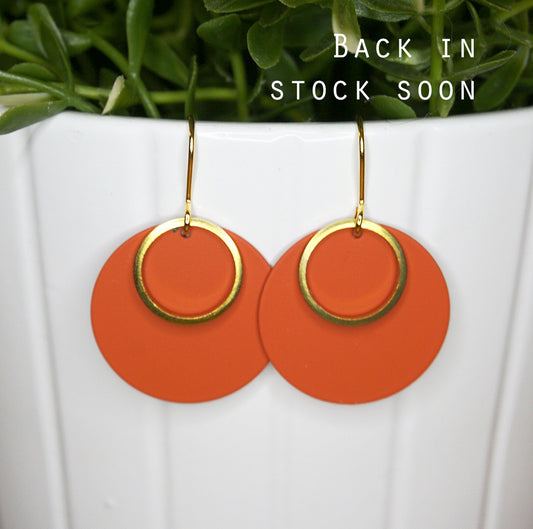 Burnt Orange Disc & Brass Dangle