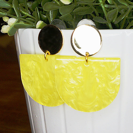 Neon Yellow & Gold Disc Pop Dangle