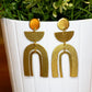 Golden Double Arch Brass Stud Dangle