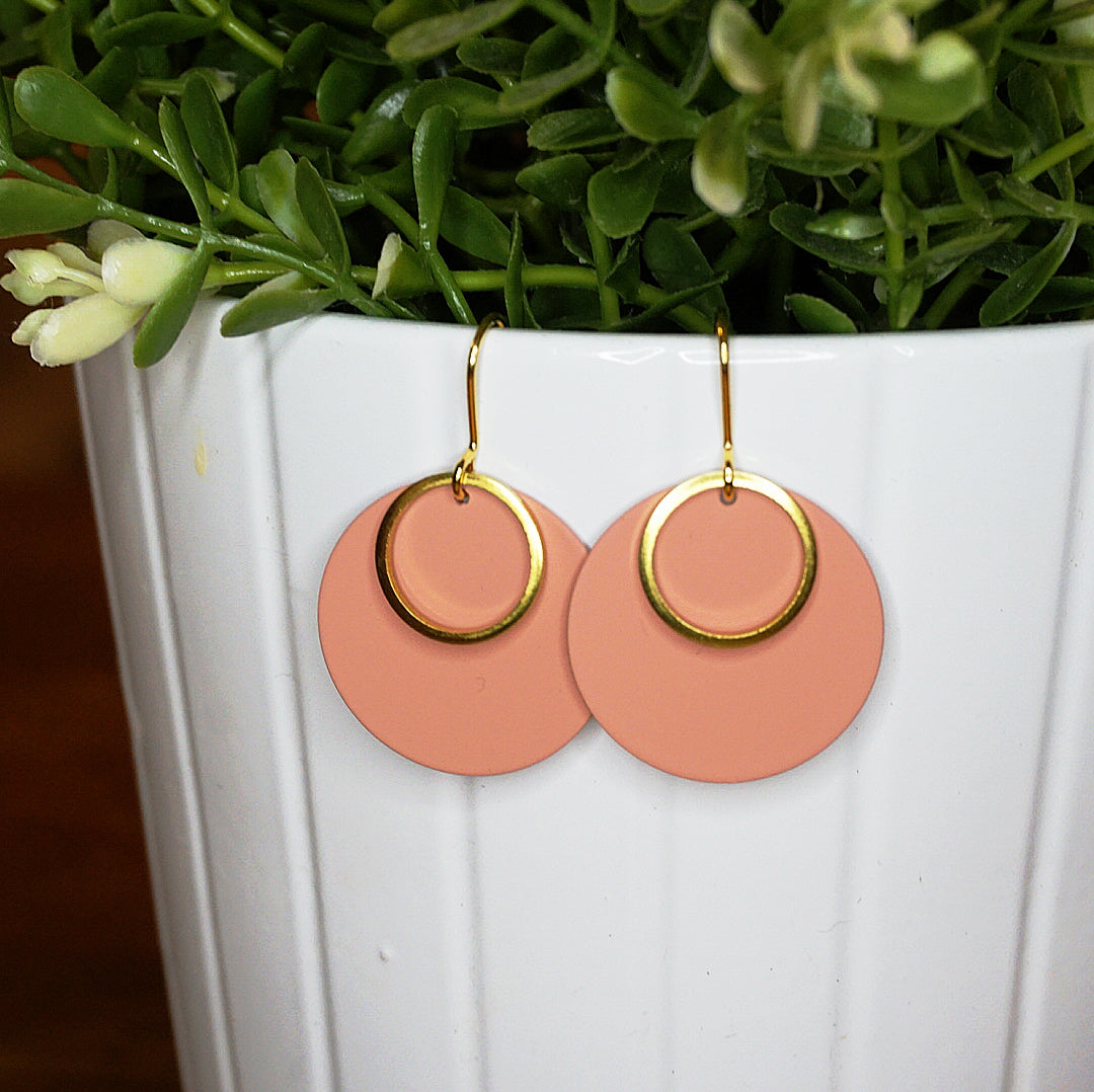 Light Terracotta Disc & Brass Dangle