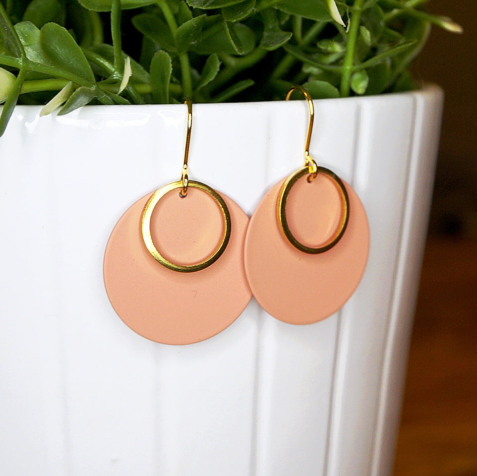 Light Terracotta Disc & Brass Dangle