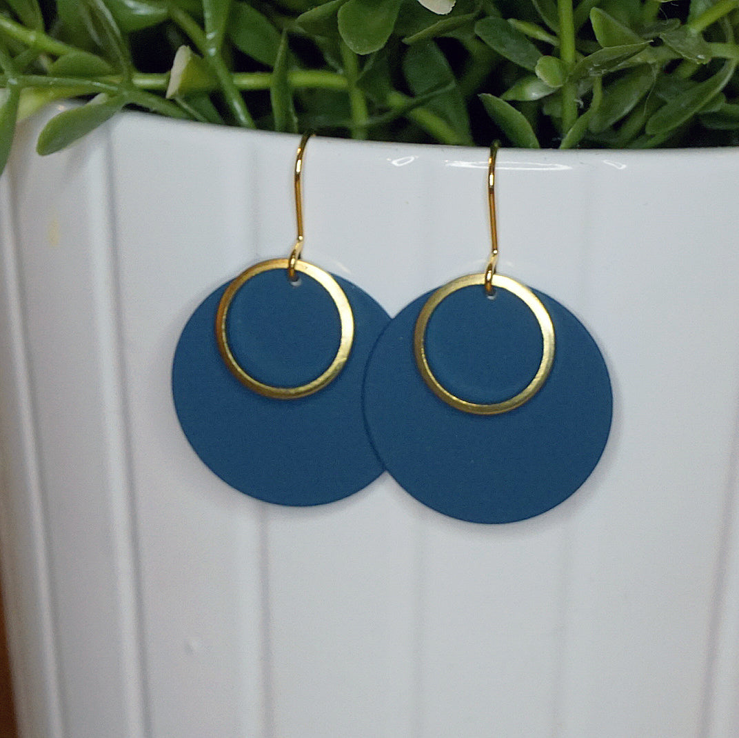 Mediterranean Blue Disc & Brass Dangle