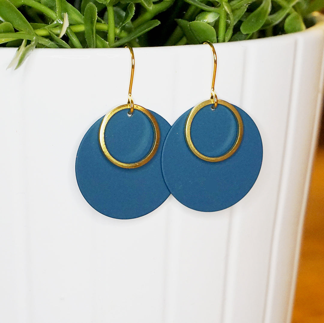 Mediterranean Blue Disc & Brass Dangle