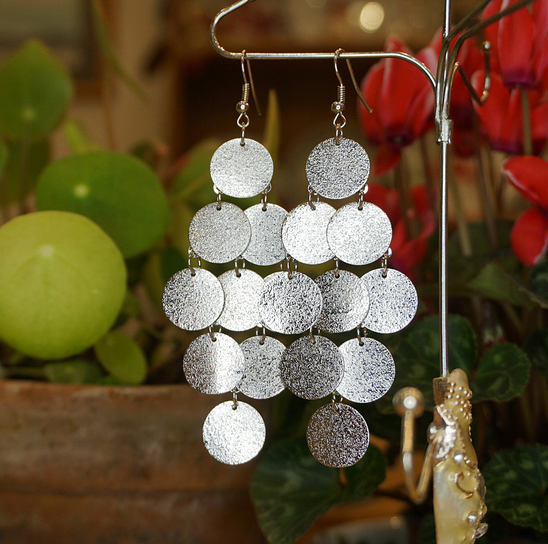 Silver Discs Chandelier Drop