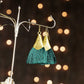 Handmade earrings | Feria Deep Green & Gold Tassel