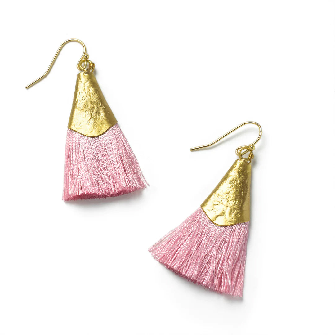 Handmade earrings | Feria Rosa & Gold Tassel