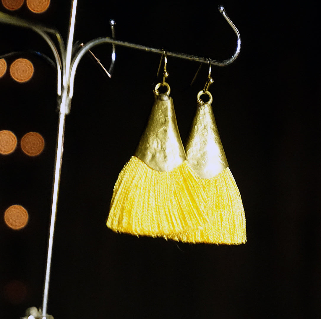 Handmade earrings | Feria Sunset & Gold Tassel