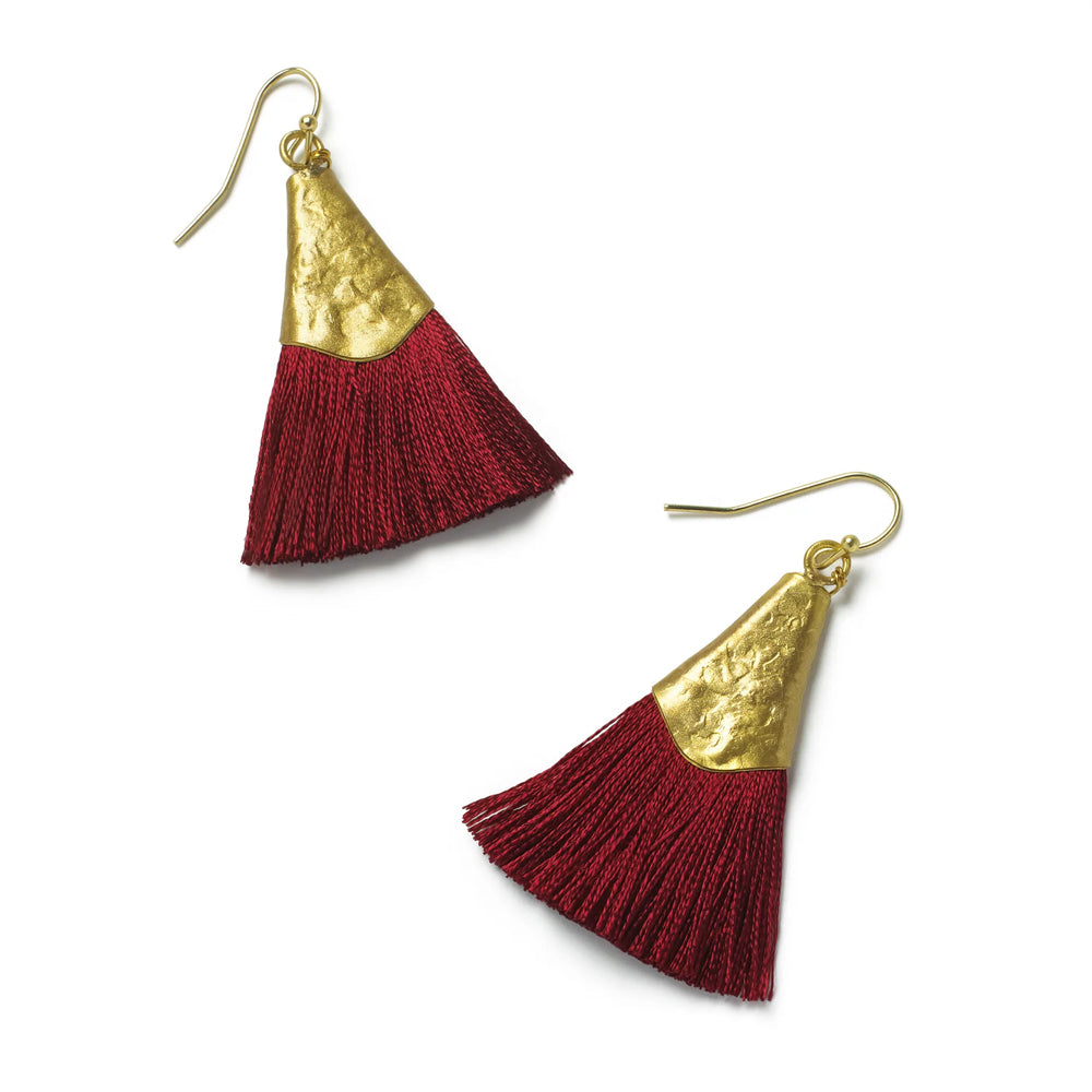 Handmade earrings | Feria Red & Gold Tassel