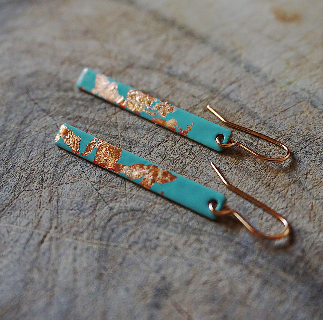 Turquoise & Copper Leaf Embellished Bar